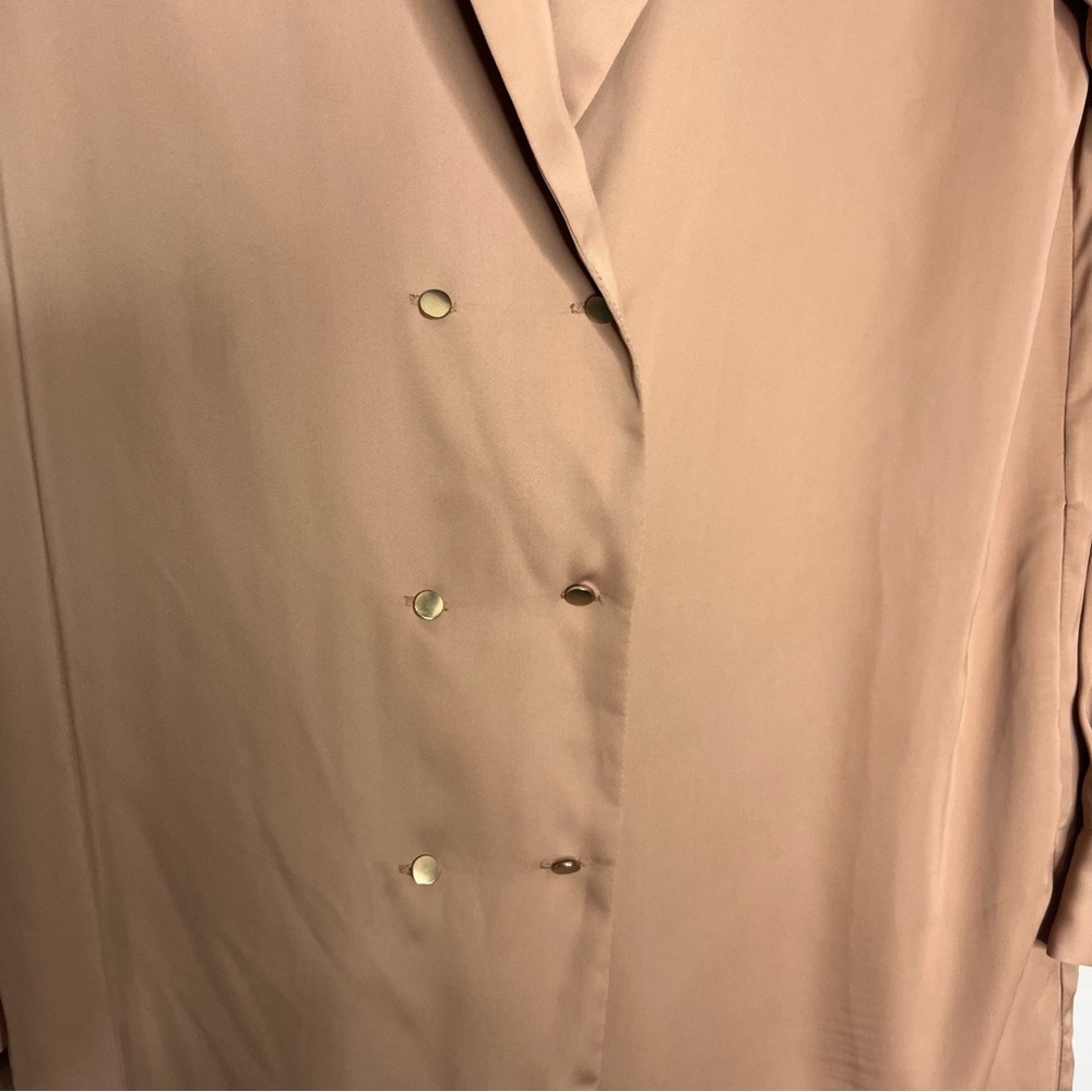 L’Academie Cadet Blazer Buttoned Long Sleeve Mini Dress in Brown Satin, size S - Picture 6 of 15